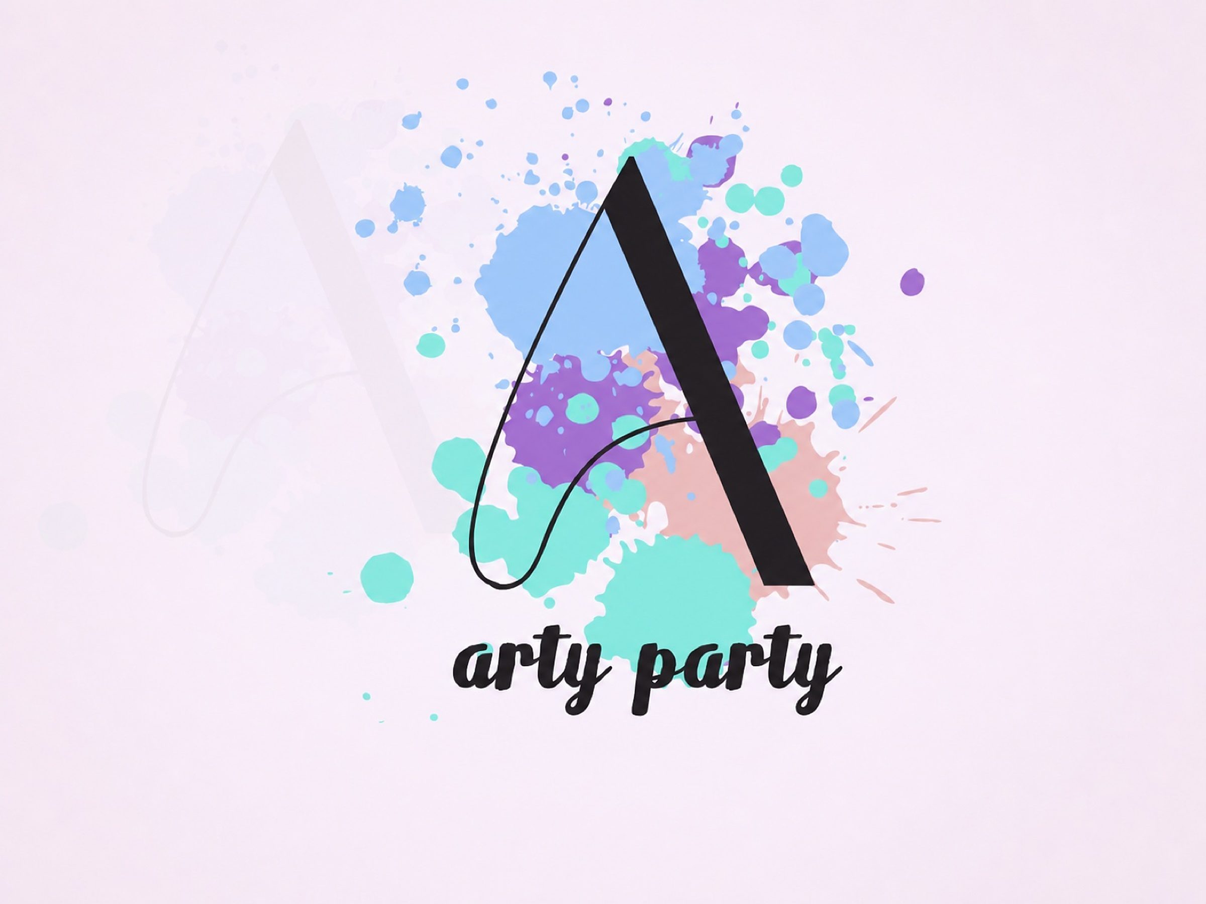 The A-mark and its brush-script wordmark on a pale lavender field, the same shape ghosted twice as large just behind it.