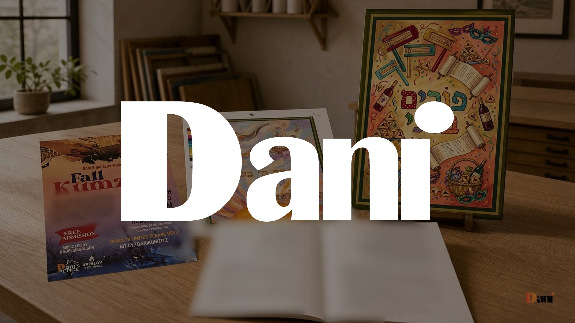 The white wordmark at full width over the campaign print table.