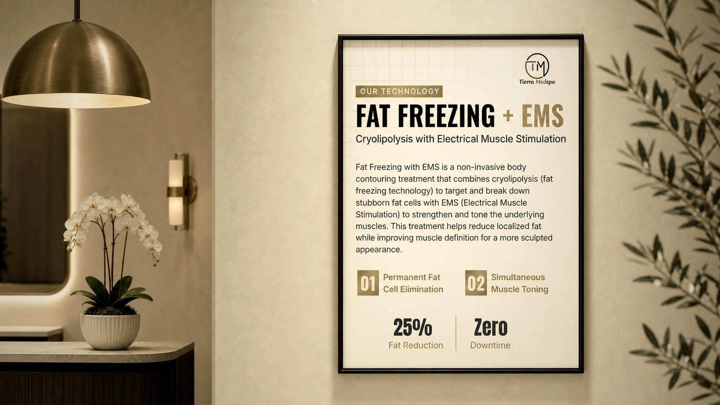 Fat Freezing + EMS, explained in one screen: the stats, the mark, nothing else.
